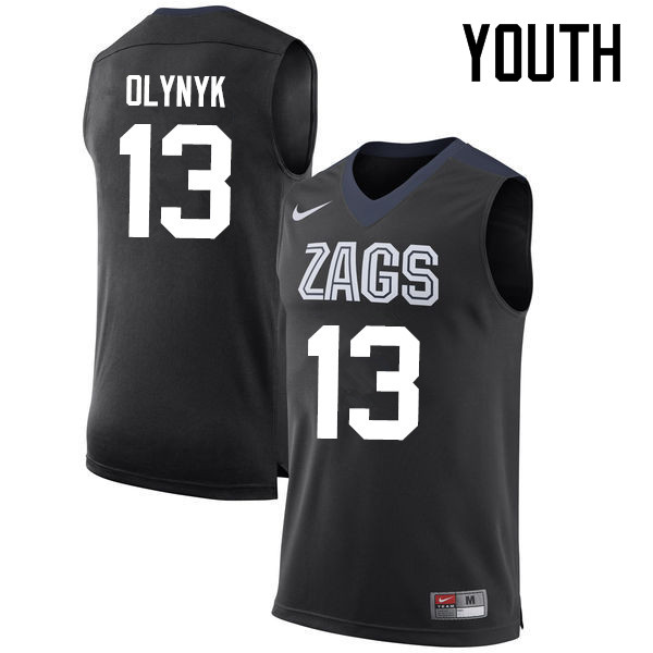 Youth #13 Kelly Olynyk Gonzaga Bulldogs College Basketball Jerseys-Black - Click Image to Close